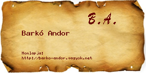 Barkó Andor névjegykártya